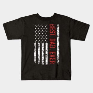 Best Dad Ever Us American Flag Gift For Father'S Day Short Kids T-Shirt
